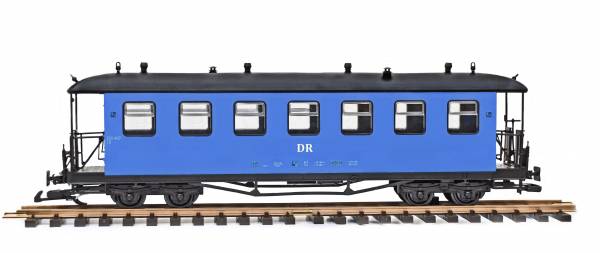 Train Personenwagen, Runddach, blau, DR Spreewaldbahn Spur G, Edelstahlradsätze