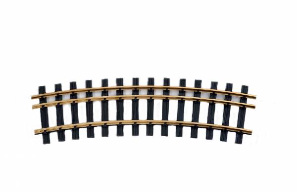 Zenner Bausatz 1 gebog. Dreischienengleis, Spur 2 (64mm) und Spur G, 22,5°, R=900mm