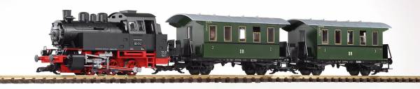 Piko G-Start-Set Personenzug BR 80 + zwei Personenwg. + Sound und Dampf DR III Spur G