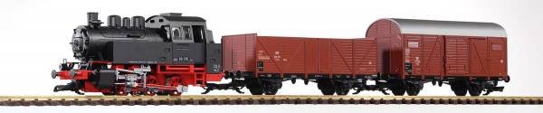 Piko G-Start-Set Güterzug BR 80 + zwei Güterwg. + Sound und Dampf DB III Spur G
