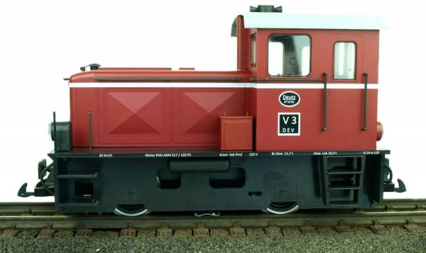 Train Line45 Diesel Loco DEUTZ DEV V3, červená, stupnice G, digitální DCC, zvuk