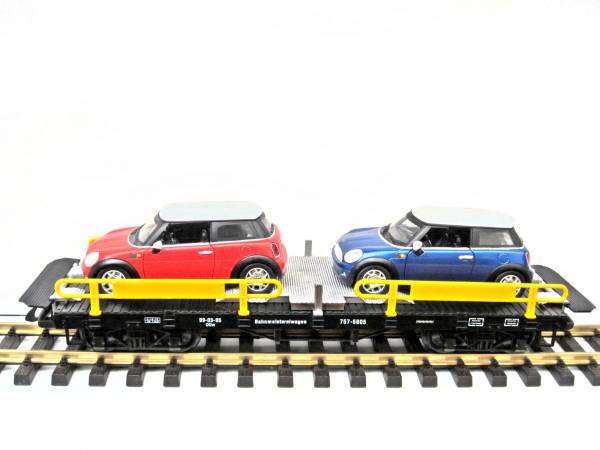 Zenner Autotransporter mit 2 BMW Mini Cooper, Spur G Gartenbahn