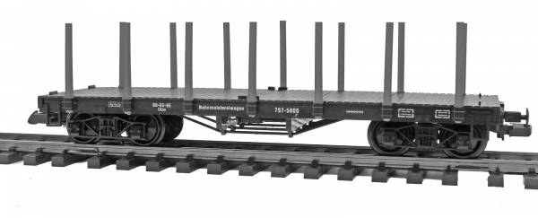 Zenner Rungenwagen Flachwagen mit schwarzen Rungen, vier achsig, Spur G