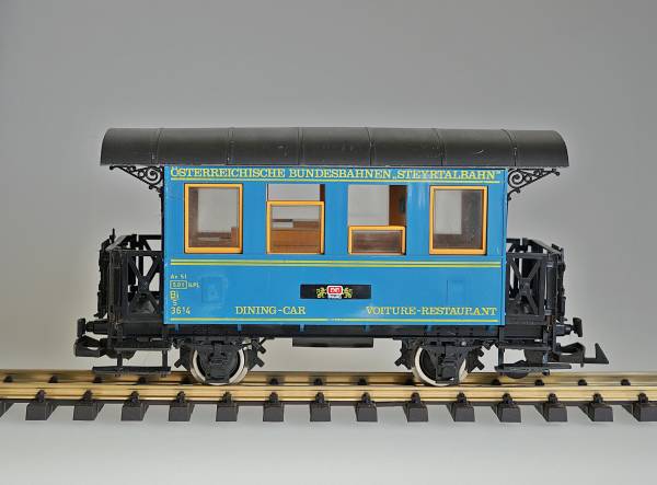 Personenwagen Steyrtalbahn Spur G, blau, Innenbänke, Gartenbahn, gebraucht