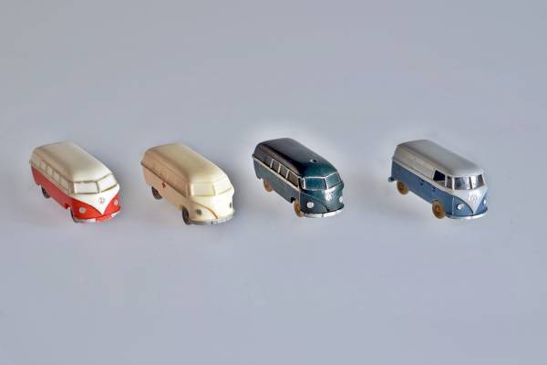 4 Automodelle VW Bus 1:87, H0 Wiking, Set gebraucht