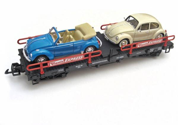 Zenner Autotransporter mit VW Käfer Cabriolet und VW Käfer, Spur G ,für LGB