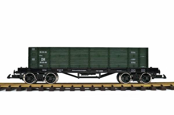 Zenner Hochbordwagen, grün, Edelstahlräder, Spur G Gartenbahn