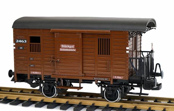 Zenner gedeckter Güterwagen , umgebaut von Spur G auf Spur 2 (64mm), Basis LGB Packwagen