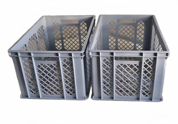 2 Stabelkörbe Eurobox 61 l 600 x 320 x 400 mm, grau