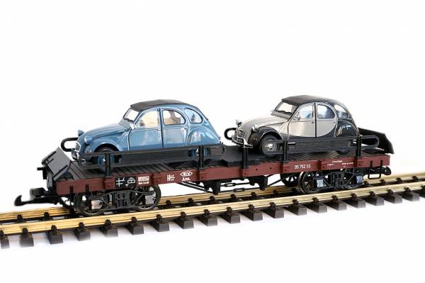 Zenner Autotransporter 2CV, Spur G, Bachmann Flachwagen, Metallradsätze