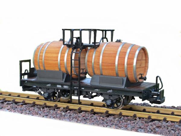 Zenner Fasswagen für Wein mit Echtholz-Eichenfässern, Spur G Gartenbahn