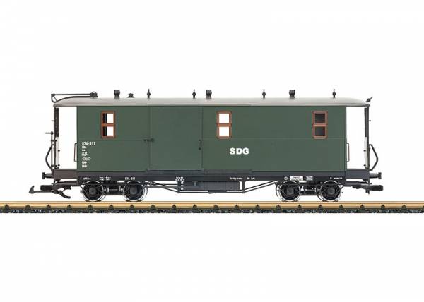 LGB Sächsischer Gepäckwagen grün 30321 Spur G, Aufkleber SDG