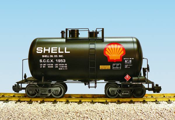 USA-TRAINS schwerer Kesselwagen in schwarz Shell, aus Metall Spur G für LGB