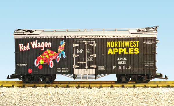 USA-Trains Red Wagon Apples – Black/Silver ,Spur G