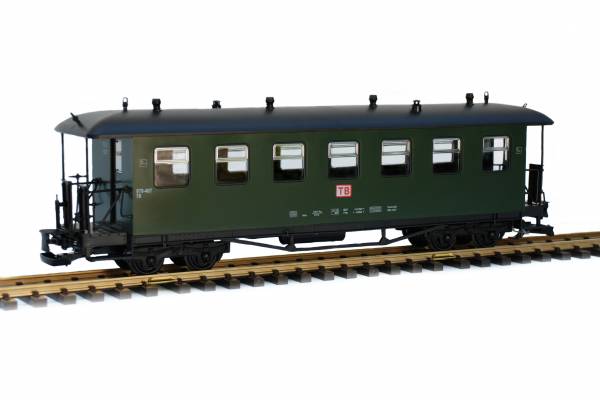 Train Reko-Personenwagen, Runddach, grün, TB, Spur G, Metallgriffe, Gartenbahn
