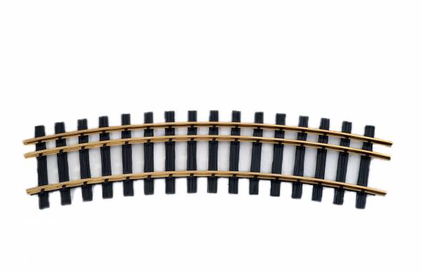 Zenner Bausatz 4 gebogogene Dreischienengleise, Spur 2+ G, 22,5°, R=1200mm,+Schraubverbinder