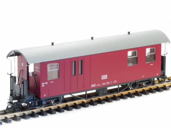 Train Line45 baggage cart red HSB no. 902-308, with 3 windows, scale G