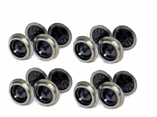 Zenner 8 disc wheel sets with stainless steel wheel tires for LGB passenger or freight cars.