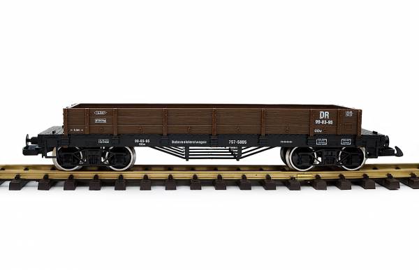 Train low side car, brown, scale G garden rail, stainless steel wheel sets