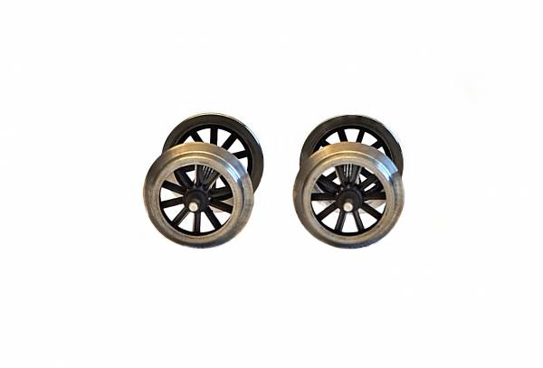 Zenner 2 spoked wheel sets with stainless steel wheel tires for LGB passenger cars or freight cars, gauge G