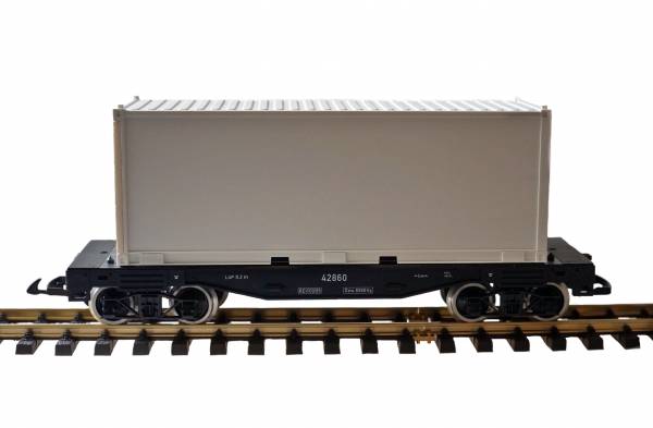 Zenner container venture with LGB construction and white Piko Container, Scale G
