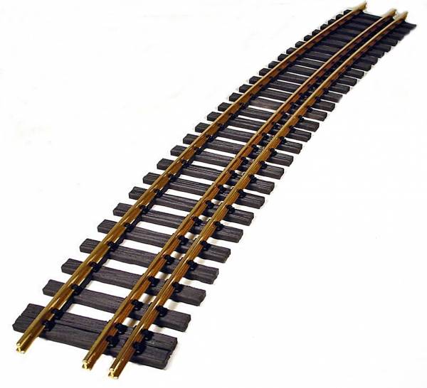 gebogenes 3 Schienengleis 22,5° R=3m, Spur 2 (64mm) und Spur 2m Schmalspur außen