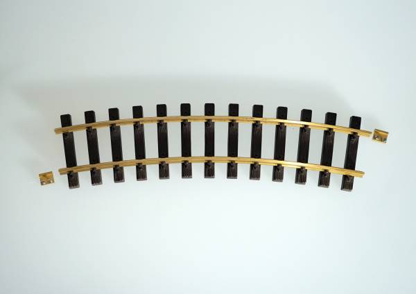 TrainLine45 brass track, curved, 2 screw connectors, R = 90cm, G scale track