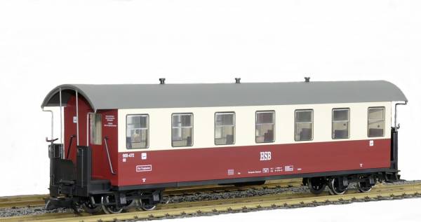 Train Line45 cars HSB, red and beige, 7 windows, 900-472, G scale, for LGB coupling
