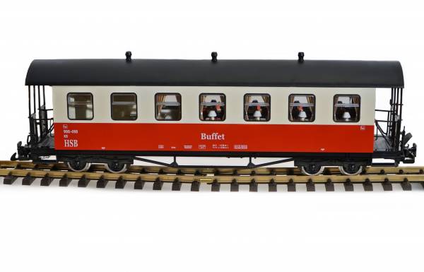 Zenner buffet car, HSB, red and beige, barrel roof, full equipment, scale G, for LGB coupling