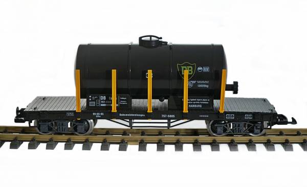 Train Kit Tank Wagon, black, freight car, for scale G, Stainless Steel Wheel sets