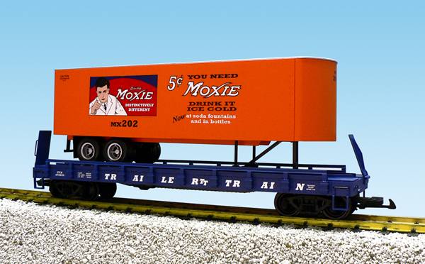 USA-Trains Moxie Soda - Orange w/Blue Flatcar ,Spur G