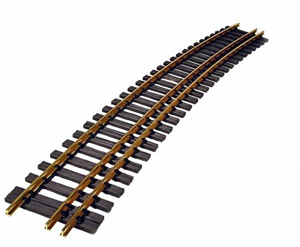 Curved 3-rail brass track, 15 °, R = 3m, track 2, 64mm, narrow track outside