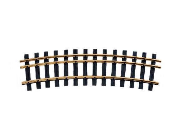 Zenner Bausatz 1 gebogogenes Dreischienengleis, Spur 2+G, 22,5°, R=900mm + Schraubverbinder