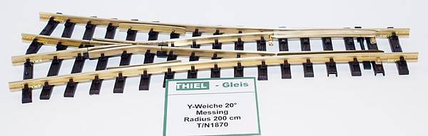 Thiel Y-Weiche 20° R2000mm, Messing, Spur G
