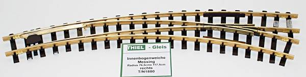 Thiel Innenbogenweiche rechts 45°/30° R765/1175mm(R2/R3), Ms, Spur G
