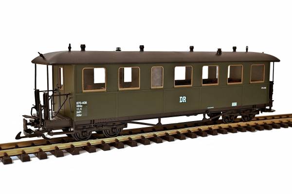 Carrozza passeggeri Zenner Schwarzbachbahn, verde, set ruote in acciaio inox, G Scale, per frizione LGB