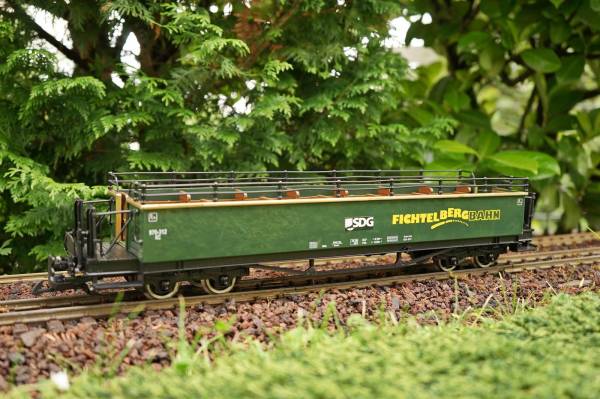 Train offener Personenwagen SDG, grün, Spur G