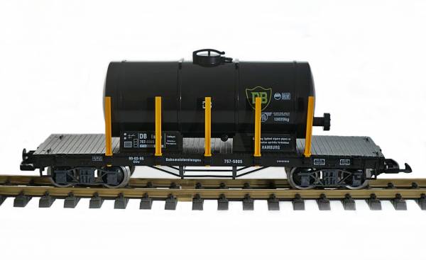 Train tankwagen, zwart, goederenwagen, gauge G, roestvrijstalen wielstellen